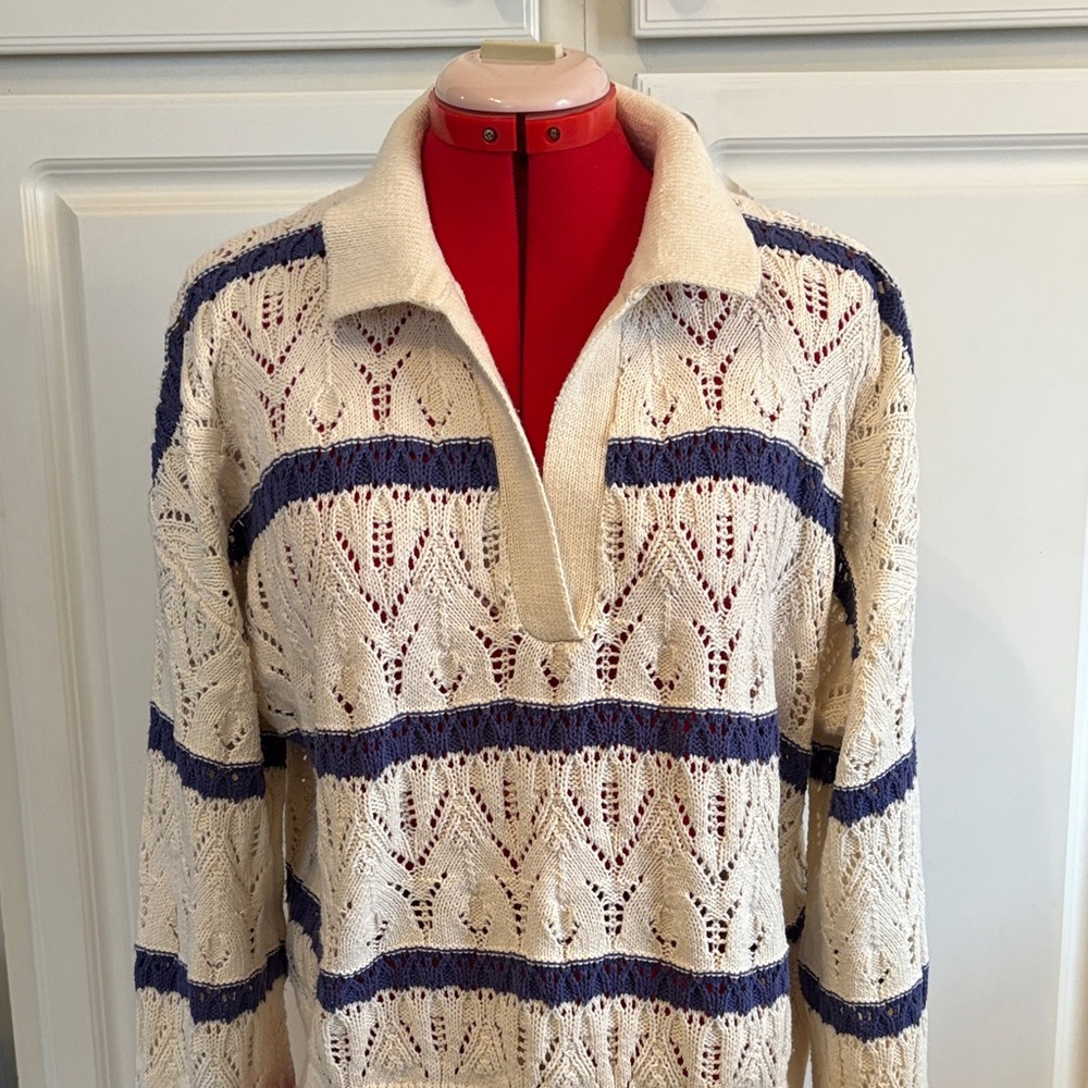 Universal Thread Cream and Blue Knit Sweater